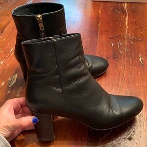 J. Crew Genuine Black Leather Heel Ankle Boots